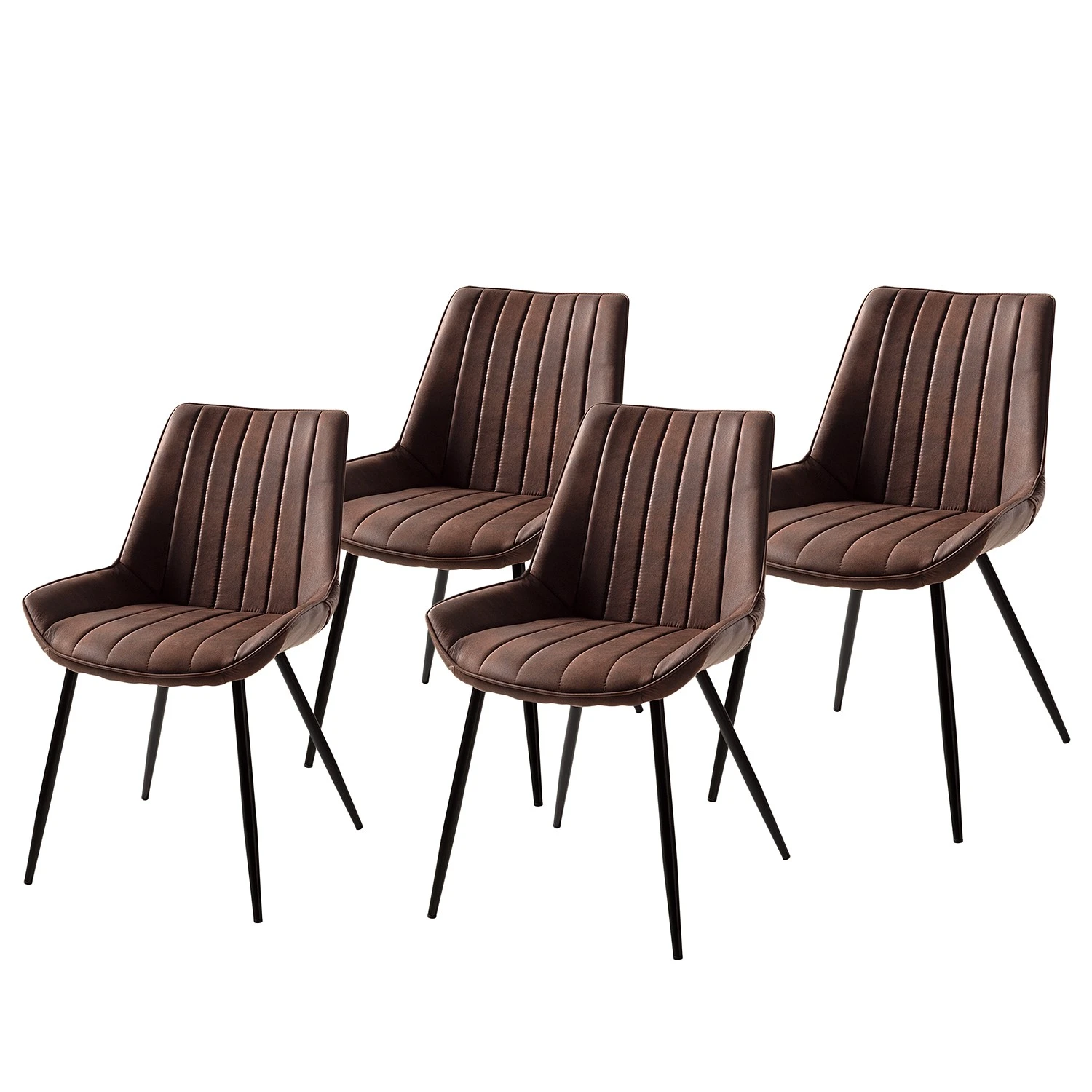 Ars manufacti Chaises capitonnées Midge (lot de 2) - Marron - Lot de 4 3 Ars manufacti Chaises capitonnées Midge (lot de 2) - Marron - Lot de 4