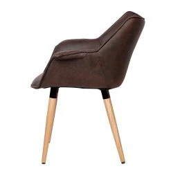 Ars manufacti Chaise à accoudoirs Kantii I - Microfibre / Chêne massif - Marron foncé vintage - Lot de 2 -Chaises Soldes 1000284154 210819 08490400012 DETAILS P000000001000284154