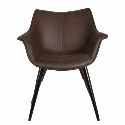 Ars manufacti Chaise à accoudoirs Kantii II - Microfibre / Métal - Microfibre Colby: Marron foncé vintage - Lot de 2 -Chaises Soldes 1000284160 210819 08490700035 DETAILS P000000001000284160