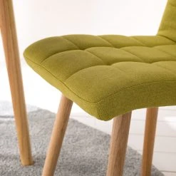 Mørteens Chaise capitonnée Doskie II - Lin / Chêne massif - Citron vert - Lot de 4 -Chaises Soldes 1000284205 210823 08535600243 DETAILS P000000001000284205