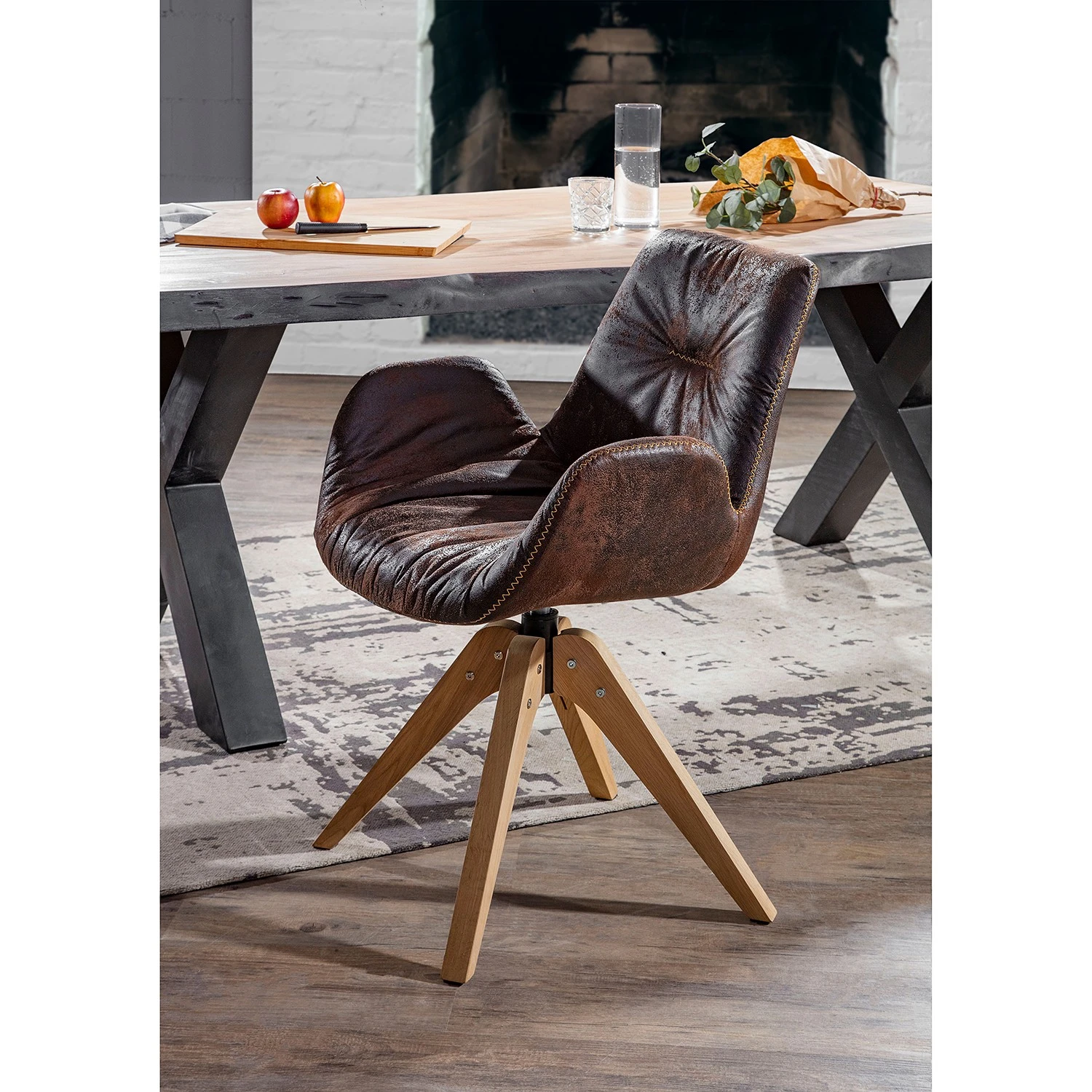 Red Living Chaise capitonnée Wilbur I - Marron vintage 5 Red Living Chaise capitonnée Wilbur I - Marron vintage – Image 3