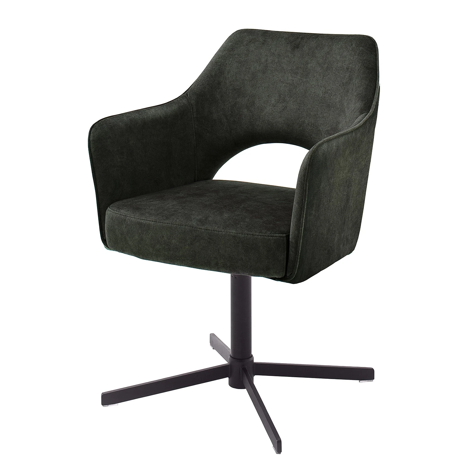 Fredriks Chaise à accoudoirs Yellville - Microfibre et tissu / Métal - Noir mat - Vert olive foncé 3 Fredriks Chaise à accoudoirs Yellville - Microfibre et tissu / Métal - Noir mat - Vert olive foncé