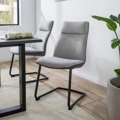 Fredriks Chaises cantilever Altoona (lot de 2) - Tissage à plat / Métal - Gris foncé et gris clair / Noir mat -Chaises Soldes 1000285150 220819 020 MOOD DETAILS P000000001000285150 mood