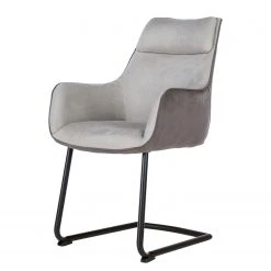 Fredriks Chaise à accoudoirs Altoona - Tissage à plat / Métal - Gris foncé et gris clair / Noir mat