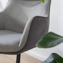 Fredriks Chaise à accoudoirs Altoona - Tissage à plat / Métal - Gris foncé et gris clair / Noir mat -Chaises Soldes 1000285151 220819 035 DETAILS P000000001000285151