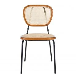 Maison Belfort Chaises Ramona (lot de 2) - Rotin & Hêtre massif / Acier - Beige & Hêtre / Chrome -Chaises Soldes 1000285155 220608 030 DETAILS P000000001000285155