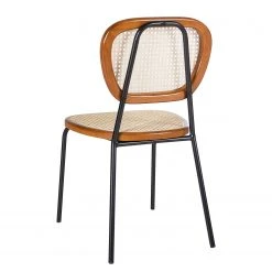 Maison Belfort Chaises Ramona (lot de 2) - Rotin & Hêtre massif / Acier - Beige & Hêtre / Chrome -Chaises Soldes 1000285155 220608 040 DETAILS P000000001000285155