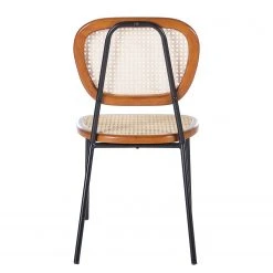 Maison Belfort Chaises Ramona (lot de 2) - Rotin & Hêtre massif / Acier - Beige & Hêtre / Chrome -Chaises Soldes 1000285155 220608 045 DETAILS P000000001000285155