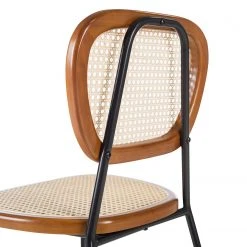 Maison Belfort Chaises Ramona (lot de 2) - Rotin & Hêtre massif / Acier - Beige & Hêtre / Chrome -Chaises Soldes 1000285155 220608 050 DETAILS P000000001000285155