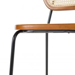 Maison Belfort Chaises Ramona (lot de 2) - Rotin & Hêtre massif / Acier - Beige & Hêtre / Chrome -Chaises Soldes 1000285155 220608 060 DETAILS P000000001000285155