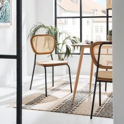 Maison Belfort Chaises Ramona (lot de 2) - Rotin & Hêtre massif / Acier - Beige & Hêtre / Chrome -Chaises Soldes 1000285155 220609 020 MOOD DETAILS P000000001000285155 mood