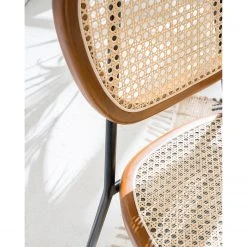 Maison Belfort Chaises Ramona (lot de 2) - Rotin & Hêtre massif / Acier - Beige & Hêtre / Chrome -Chaises Soldes 1000285155 220609 035 DETAILS P000000001000285155