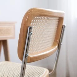Mørteens Chaise de bureau Ramon - Rotin / Hêtre massif / Acier - Beige / Hêtre / Chrome -Chaises Soldes 1000285156 220518 022 MOOD DETAILS P000000001000285156 mood
