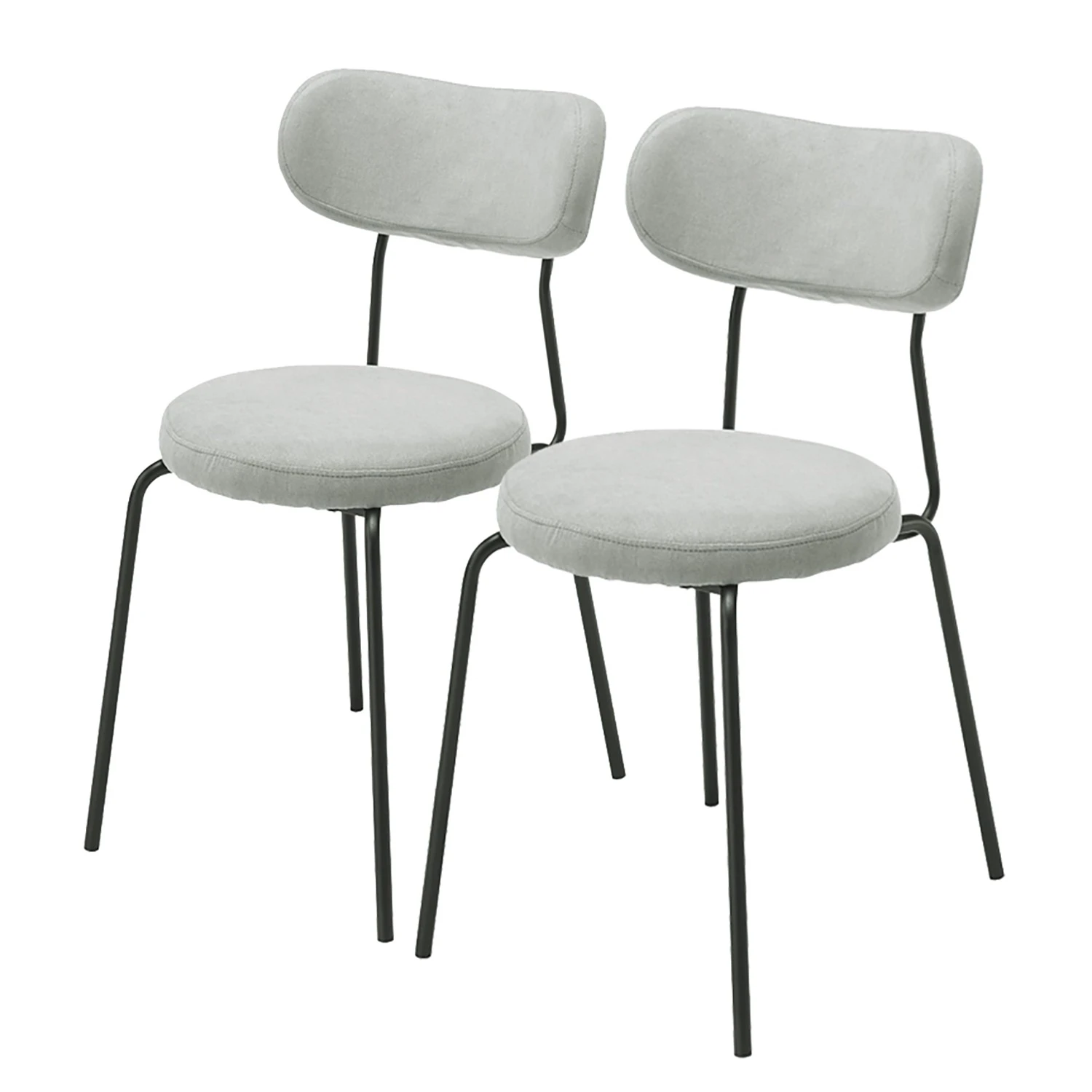 Ars manufacti Chaises Timika (lot de 2) - Tissu / Métal - Gris clair / Noir 3 Ars manufacti Chaises Timika (lot de 2) - Tissu / Métal - Gris clair / Noir