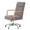 Mørteens Fauteuil de bureau Capel - Tissu / Chêne massif / Métal - Brun gris / Chêne clair / Argenté