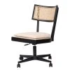 Mørteens Fauteuil de bureau Davik - Tissu / Frêne massif / Rotin - Crème / Frêne noir / Noir -Chaises Soldes 1000288169 220610 010 IMAGE P000000001000288169