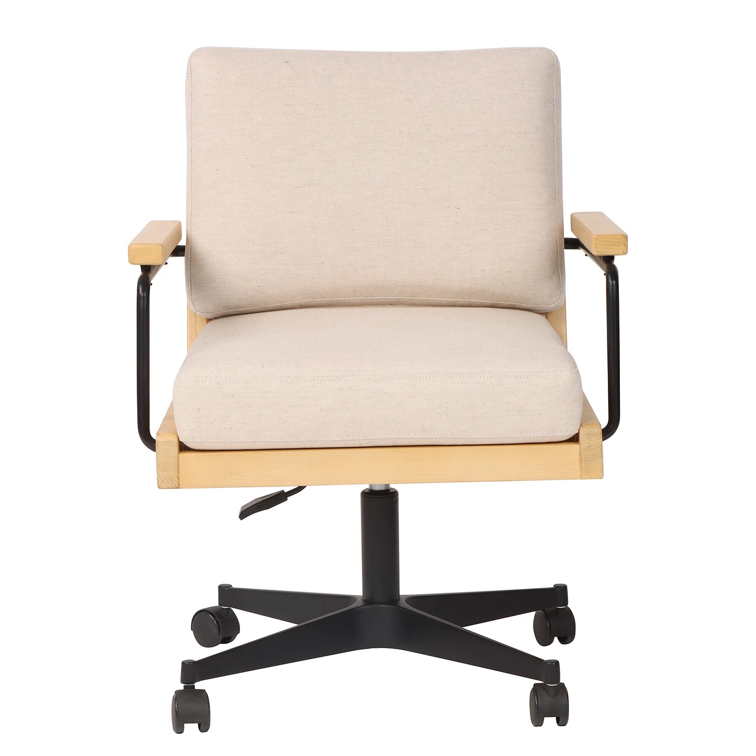 Mørteens Fauteuil de bureau David - Tissu / Chêne massif / Métal - Crème / Chêne / Noir 4 Mørteens Fauteuil de bureau David - Tissu / Chêne massif / Métal - Crème / Chêne / Noir – Image 2