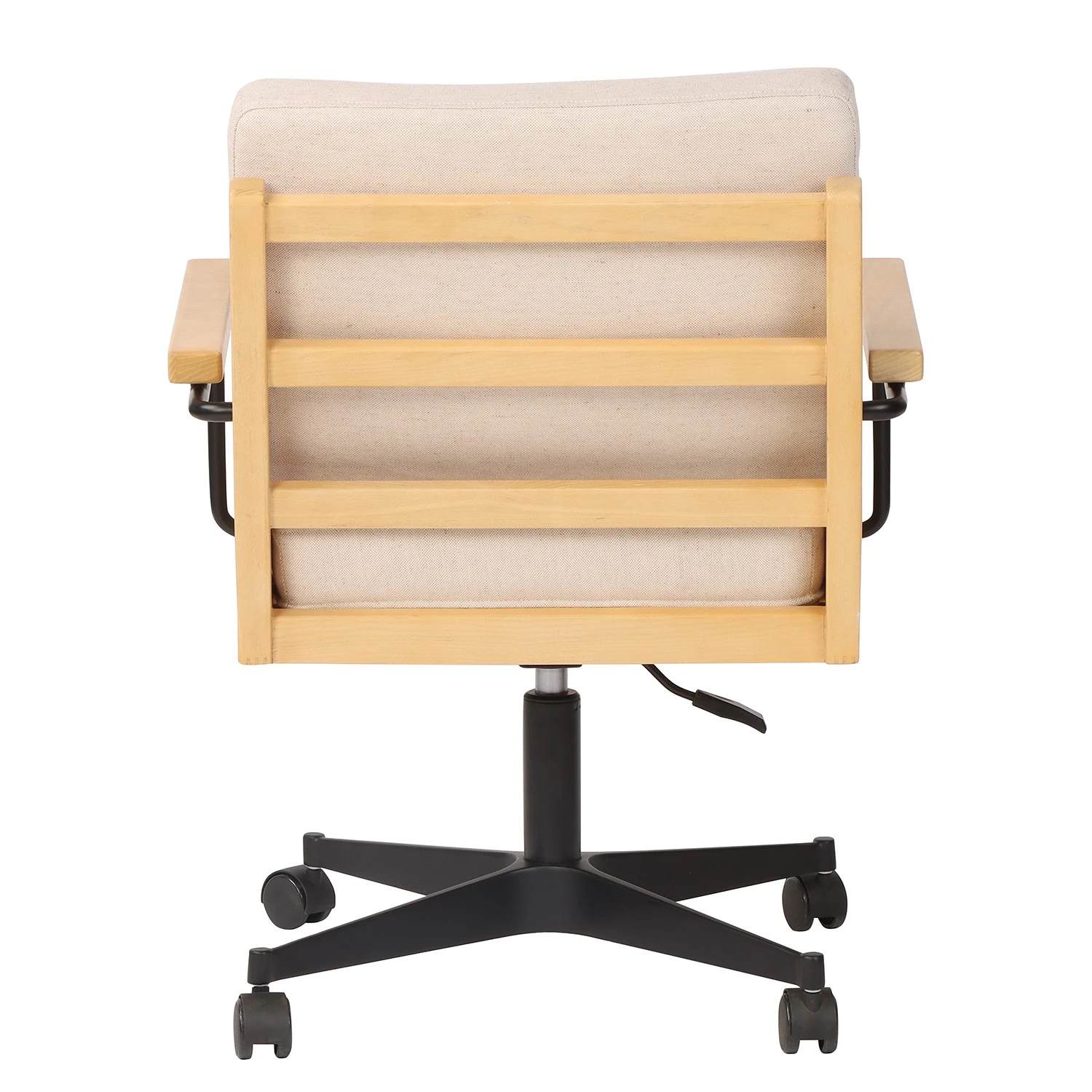 Mørteens Fauteuil de bureau David - Tissu / Chêne massif / Métal - Crème / Chêne / Noir 7 Mørteens Fauteuil de bureau David - Tissu / Chêne massif / Métal - Crème / Chêne / Noir – Image 5