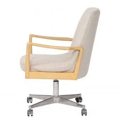 Mørteens Chaise de bureau Burns - Tissu tissé / Chêne massif / Métal - Crème / Chêne clair / Argenté -Chaises Soldes 1000288193 220610 035 DETAILS P000000001000288193