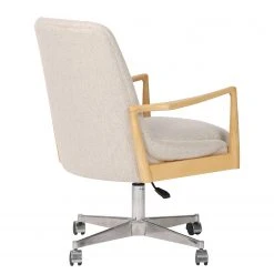 Mørteens Chaise de bureau Burns - Tissu tissé / Chêne massif / Métal - Crème / Chêne clair / Argenté -Chaises Soldes 1000288193 220610 040 DETAILS P000000001000288193