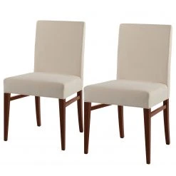 Red Living Chaise capitonnĂ©e Camillas II (lot de 2) - Tissu structurĂ© / HĂȘtre massif- Beige / Imitation noyer