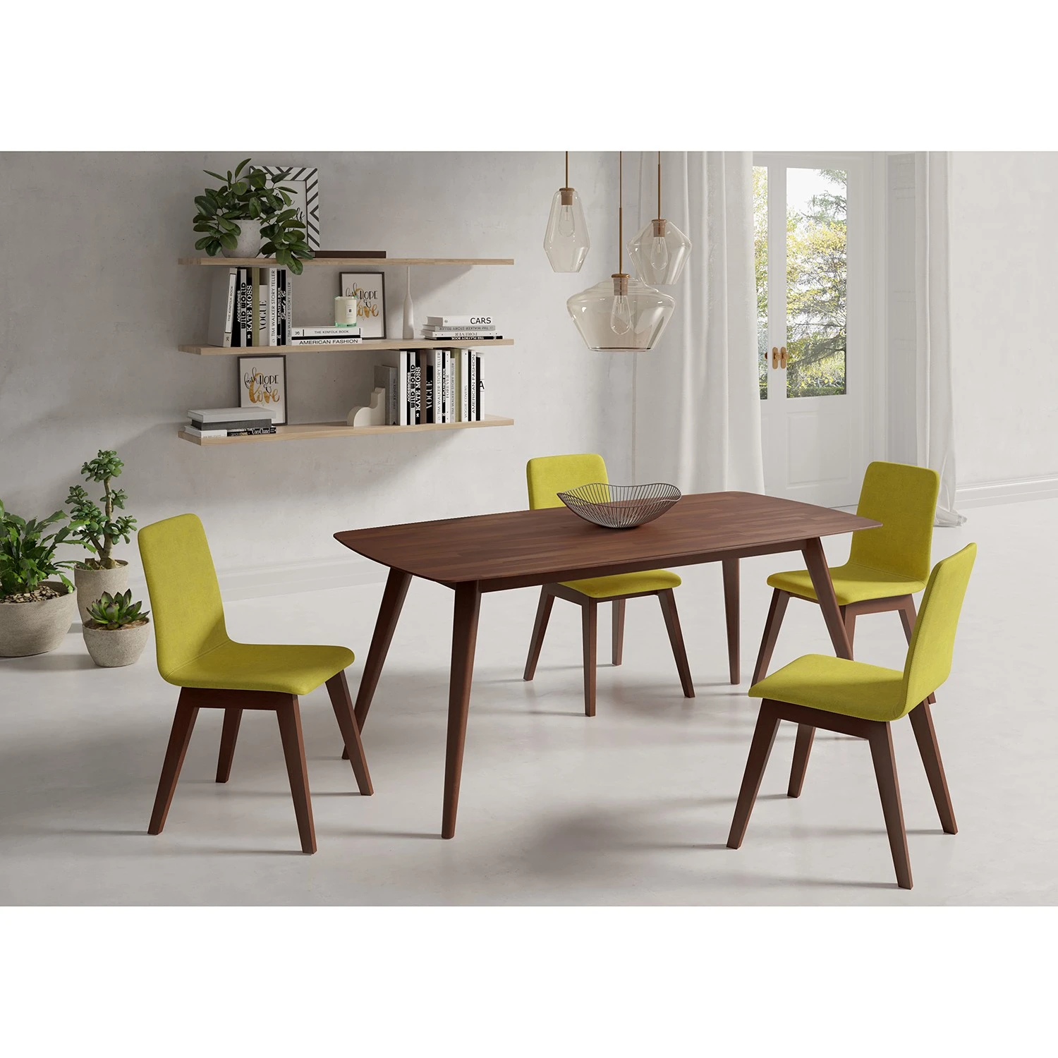 Norrwood Chaises capitonnées Nami (lot de 2) - Vert kiwi - Imitation noyer 4 Norrwood Chaises capitonnées Nami (lot de 2) - Vert kiwi - Imitation noyer – Image 2