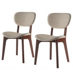 Norrwood Chaises capitonnées Nadir (lot de 2) - Crème - Imitation noyer