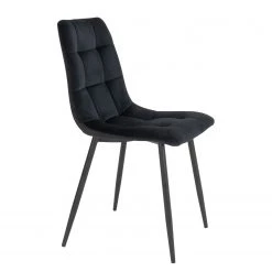 Loftscape Chaises capitonnées Ormoy II (lot de 2) - Velours / Acier - Noir -Chaises Soldes 1000299411 211012 13445500146 DETAILS P000000001000299411