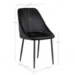 Red Living Chaises capitonnées Halley II (lot de 2) - Noir -Chaises Soldes 1000299421 220131 083302000500 SKETCH DETAILS P000000001000299421 sketch