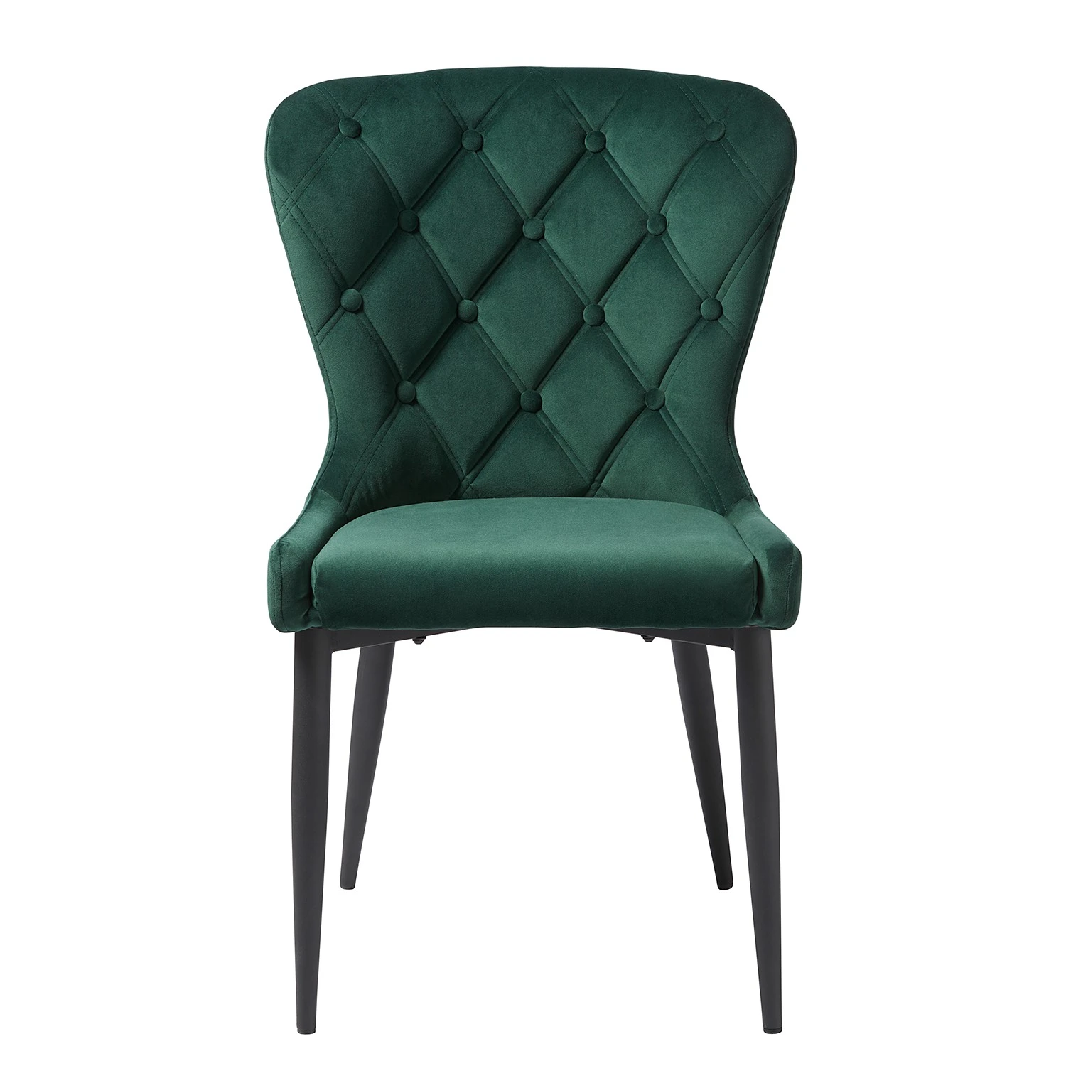 Red Living Chaises capitonnées Kaman (lot de 2) - Velours / Fer - Vert foncé / Noir 11 Red Living Chaises capitonnées Kaman (lot de 2) - Velours / Fer - Vert foncé / Noir – Image 9