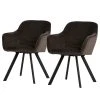 Red Living Chaises à accoudoirs Livia (lot de 2) - Velours / Acier - Marron gris / Noir -Chaises Soldes 1000303853 211105 13105200044 IMAGE P000000001000303853