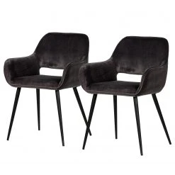 Red Living Chaises Ă accoudoirs Avril (lot de 2) - Gris marron