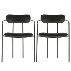 Red Living Chaises à accoudoirs Lineas (lot de 2) - Velours / Acier - Noir