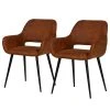 Red Living Chaises à accoudoirs Avril II (lot de 2) - Microfibre / Acier - Marron vintage / Noir
