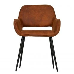 Red Living Chaises à accoudoirs Avril II (lot de 2) - Microfibre / Acier - Marron vintage / Noir -Chaises Soldes 1000303883 211105 13105900235 DETAILS P000000001000303883