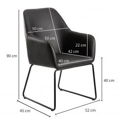 Loftscape Chaise à accoudoirs Fradou III - Imitation cuir / Fer - Noir -Chaises Soldes 1000303936 211103 12152300795 SKETCH DETAILS P000000001000303936 sketch