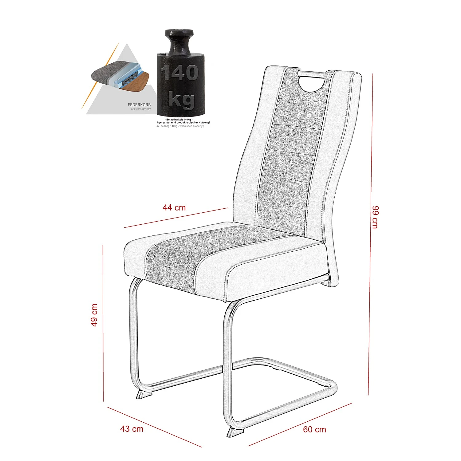 Loftscape Chaise cantilever Carbonia - Noir - Lot de 2 7 Loftscape Chaise cantilever Carbonia - Noir - Lot de 2 – Image 5