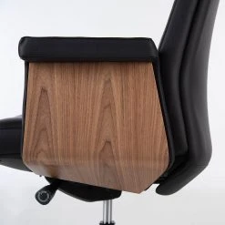 Fredriks Chaise de bureau Weld - Cuir véritable / Plaqué noyer / Métal - Noir / noyer / Aluminium -Chaises Soldes 1000310647 220826 039 DETAILS P000000001000310647