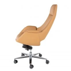 Fredriks Chaise de bureau Zore - Imitation cuir / Métal - Cognac / Aluminium -Chaises Soldes 1000310651 220826 032 DETAILS P000000001000310651