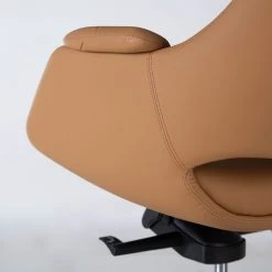 Fredriks Chaise de bureau Zore - Imitation cuir / Métal - Cognac / Aluminium -Chaises Soldes 1000310651 220826 038 DETAILS P000000001000310651