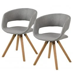 Mørteens Chaise à accoudoirs Buggio - Tissu / Hévéa massif - Tissu Cors: Granite - Lot de 2