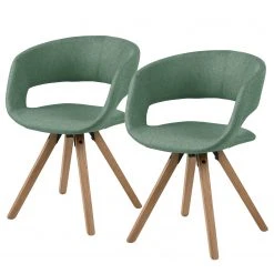 Mørteens Chaise à accoudoirs Buggio - Tissu / Hévéa massif - Tissu Cors: Gris menthe - Lot de 2