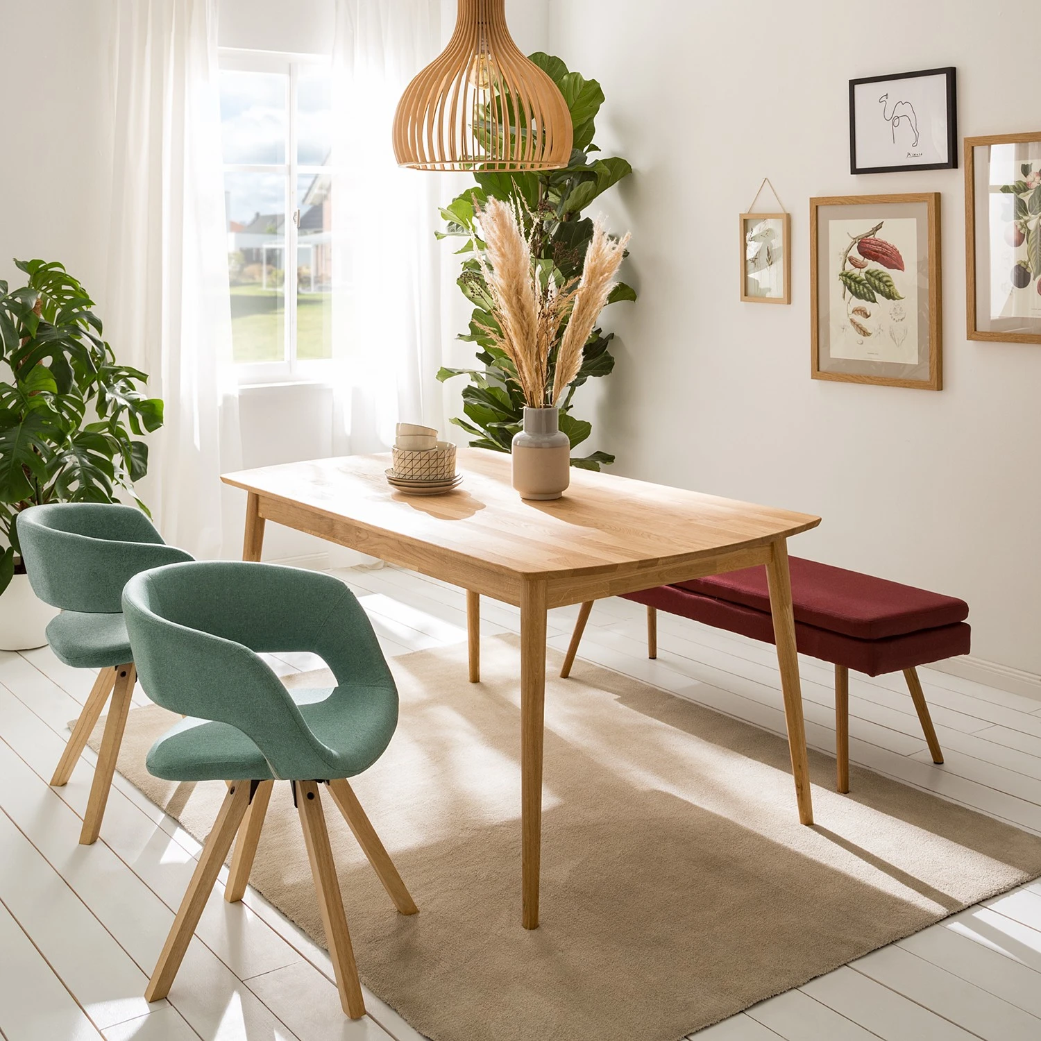 Mørteens Chaise à accoudoirs Buggio - Tissu / Hévéa massif - Tissu Cors: Gris menthe - Lot de 2 5 Mørteens Chaise à accoudoirs Buggio - Tissu / Hévéa massif - Tissu Cors: Gris menthe - Lot de 2 – Image 3