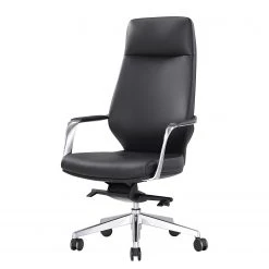 Fredriks Chaise de bureau Lavaur - Imitation cuir / Aluminium - Noir / Argenté