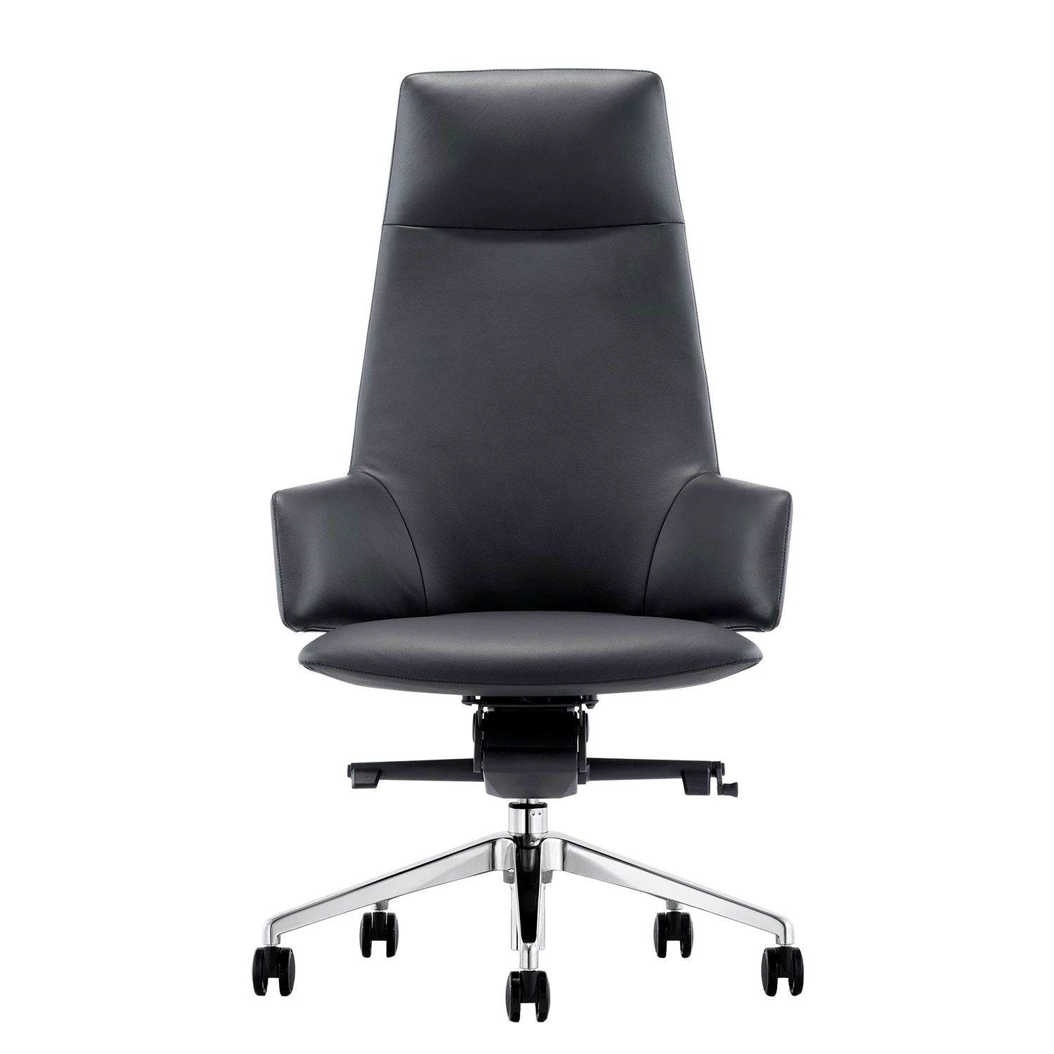 Fredriks Chaise de bureau Lowa - Cuir véritable / Aluminium - Noir / Argenté 4 Fredriks Chaise de bureau Lowa - Cuir véritable / Aluminium - Noir / Argenté – Image 2