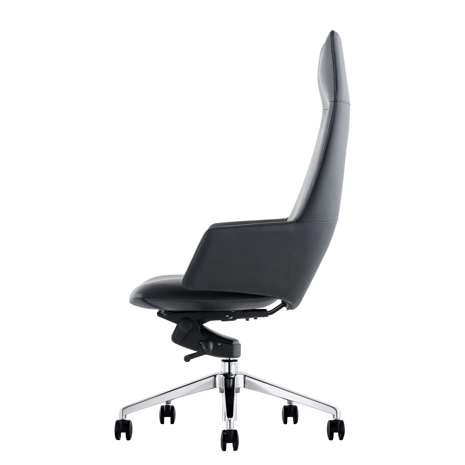 Fredriks Chaise de bureau Lowa - Cuir véritable / Aluminium - Noir / Argenté 5 Fredriks Chaise de bureau Lowa - Cuir véritable / Aluminium - Noir / Argenté – Image 3