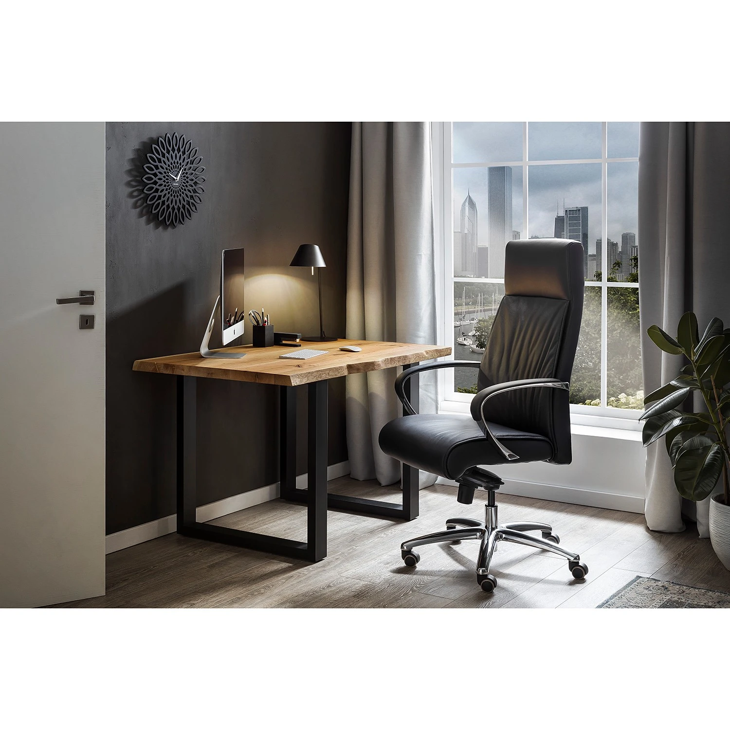 Fredriks Chaise de bureau Lazaro - Cuir véritable / Aluminium - noir / chrome 4 Fredriks Chaise de bureau Lazaro - Cuir véritable / Aluminium - noir / chrome – Image 2