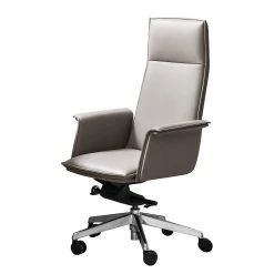 Fredriks Chaise de bureau Lylia - Cuir véritable / Aluminium - Gris sable / Argenté