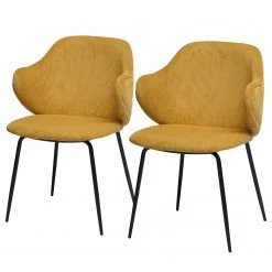 Loftscape Chaises à accoudoirs Tronde (lot de 2) - Jaune moutarde