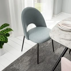 Mørteens Chaise capitonnée Ikley - Tissu / Métal - Noir - Gris menthe - Lot de 2 -Chaises Soldes 1000312593 211210 092458000114 MOOD DETAILS P000000001000312593 mood